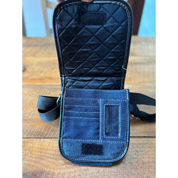 Mudd Vintage Y2K 90s Crossbody Bag Purse Navy Blue Denim Adjustable Straps - Picture 6 of 9